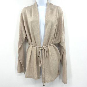 Gerard Darel 100% Linen Beige Lightweight Cardigan Rope Belt Tie Size 4